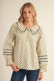 Ivory Polka Dot Peter Pan Collar Top