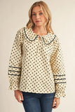 Ivory Polka Dot Peter Pan Collar Top