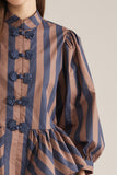 Navy and Brown Stripe Peplum Top