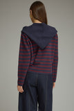 Navy Stripe Tie Detail Top