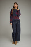 Navy Stripe Tie Detail Top