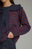 Navy Stripe Tie Detail Top