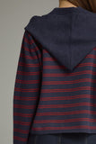 Navy Stripe Tie Detail Top