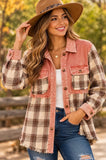 Pink and Rust Plaid Detail Shacket
