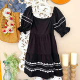 Black Scallop Trimmed Dress