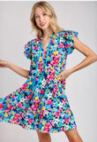 Umgee Teal Floral Dress