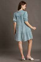 Umgee Light Blue Mineral Wash Dress (Reg and Plus)