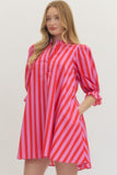 Pink and Coral Stripe Dress