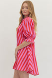 Pink and Coral Stripe Dress