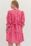 Pink and Coral Stripe Dress