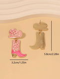 Hot Pink and Gold Hat and Boot Earrings