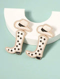 White and Black Boot Earrings