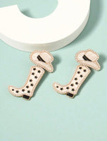 White and Black Boot Earrings