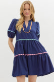 Navy Ric Rac Dress