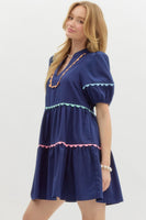 Navy Ric Rac Dress
