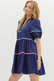 Navy Ric Rac Dress