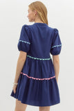 Navy Ric Rac Dress