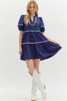 Navy Ric Rac Dress