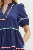 Navy Ric Rac Dress