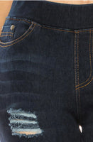 Pull On Distressed Skinny Jeans