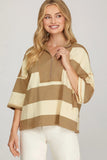 Mocha and Cream Stripe Pullover