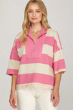 Pink and Cream Stripe Pullover