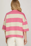 Pink and Cream Stripe Pullover