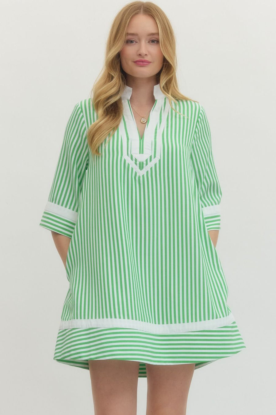 Entro Green Stripe Mini Dress The Purple Peony Boutique Entro Green Stripe Mini Dress The Purple Peony Boutique