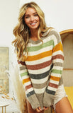 Bibi Ivory Multicolor Stripe Sweater