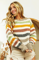 Bibi Ivory Multicolor Stripe Sweater