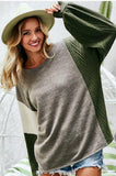 Bibi Olive Brushed Knit Colorblock Sweater