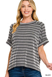 Black and Gray Ribbed Top