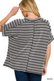 Black and Gray Ribbed Top
