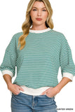 Green and White Stripe Top