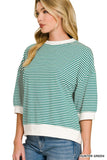 Green and White Stripe Top