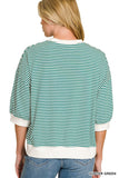 Green and White Stripe Top