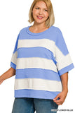 Blue Stripe Short Slv Top Plus