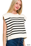White and Black Stripe Sleeveless Top