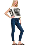 White and Black Stripe Sleeveless Top