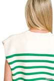 White and Green Stripe Sleeveless Top