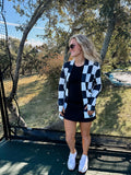 Black Checkered Print Cardigan