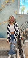 Black Checkered Print Cardigan