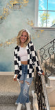 Black Checkered Print Cardigan