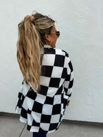 Black Checkered Print Cardigan