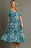 Umgee Blue and Green Floral Dress