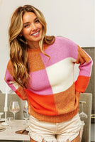 Pink, Orange, and Apricot Colorblock Sweater