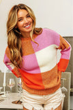Pink, Orange, and Apricot Colorblock Sweater