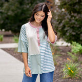 Sage Stripe Knit Top