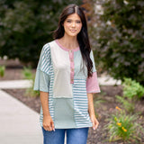 Sage Stripe Knit Top