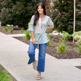Sage Stripe Knit Top